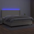 vidaXL Boxspring posteľ s matracom a LED krémová 200x200 cm umelá koža