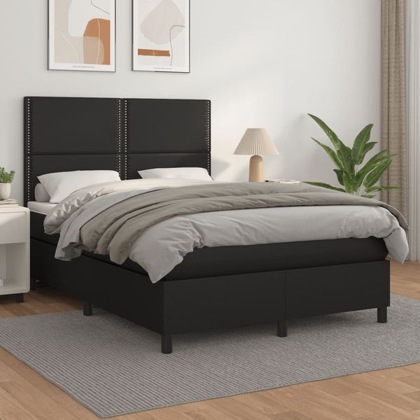 vidaXL Boxspring posteľ s matracom čierna 140x200 cm umelá koža