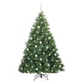 vidaXL Umelý vianočný stromček s 300 LED-i Zelená 180 cm PE a PVC