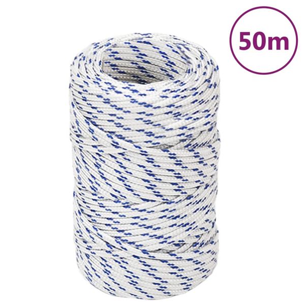 vidaXL Lodné lano biele 2 mm 50 m polypropylén