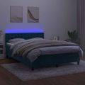 vidaXL Posteľný rám boxsping matrac a LED tmavomodrý 140x190 cm zamat