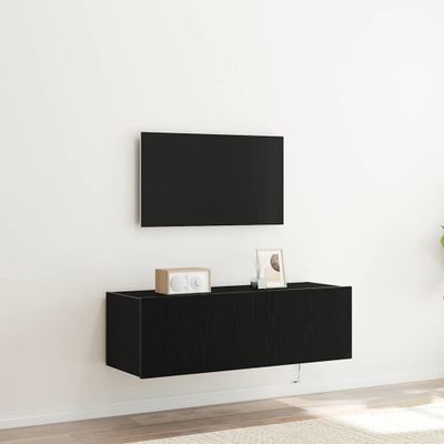 vidaXL TV nástenná skriňa s LED 2 pcs Čierny dub 100 x 35 x 31 cm