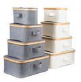 Úložný box G21 30 x 15 x 15 cm, bambusový s vekom, sivý