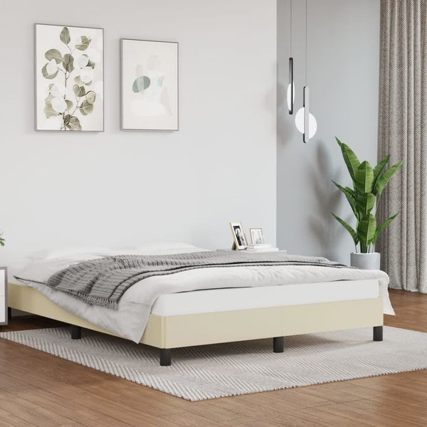 vidaXL Posteľný rám krémový 140x190 cm umelá koža