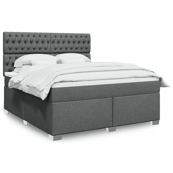 vidaXL Boxspring posteľ s matracom tmavosivá 180x200 cm látka