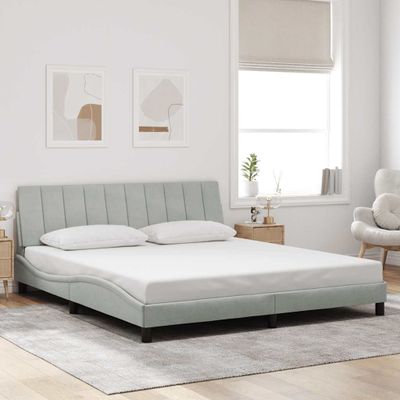 vidaXL Rám postele bez matraca Hanko bledosivý 180x200 cm zamat
