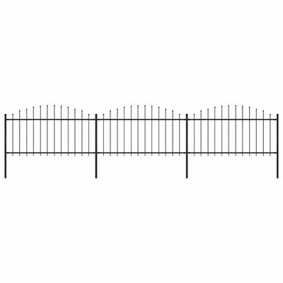 vidaXL Záhradný plot s vrchnou časťou z ocele 504x150 cm čierny
