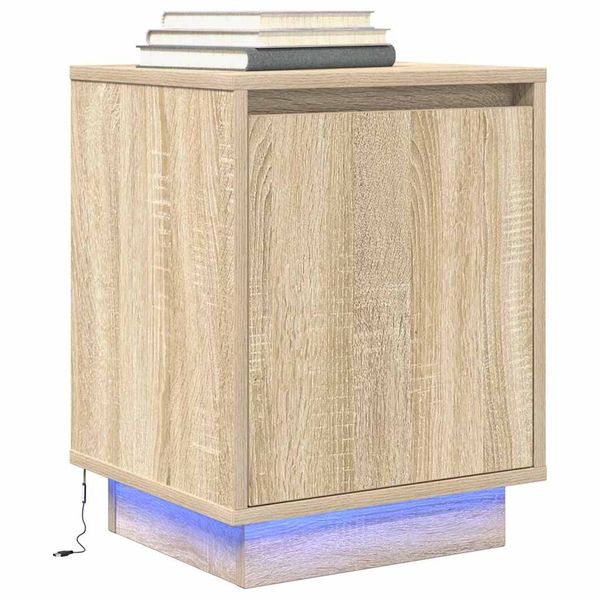 vidaXL nočná skrinka s LED osvetlením dub sonoma 38x34x50 cm