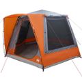 vidaXL Kempingový stan Sivá a oranžová 420 x 420 x 227 cm Polyester