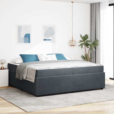vidaXL Rám postele Tmavo šedá 200 x 200 cm látka