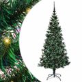 vidaXL Umelý predsvietený vianočný stromček Zelená 180 cm PVC a kov