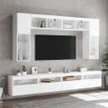 vidaXL 8-dielna súprava TV nástenných skriniek s LED svetlami biela