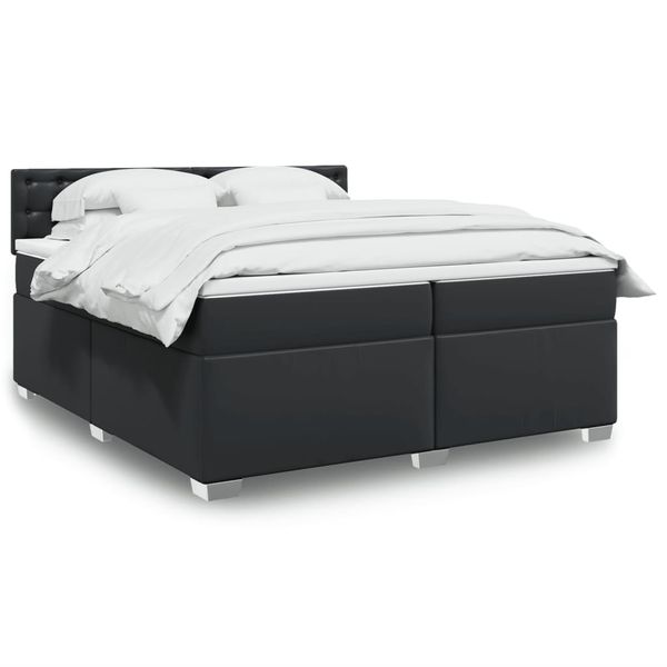 vidaXL Boxspring posteľ s matracom čierna 200x200 cm umelá koža