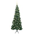 vidaXL Rohový umelý vianočný strom s 300 LED-i Zelená 210 cm PVC a kov