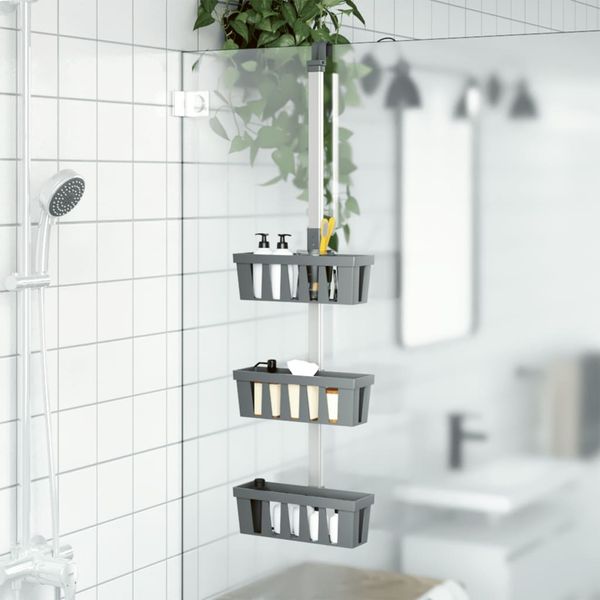 vidaXL Závesná polica do sprchy 30x15x(67-105) cm hliník