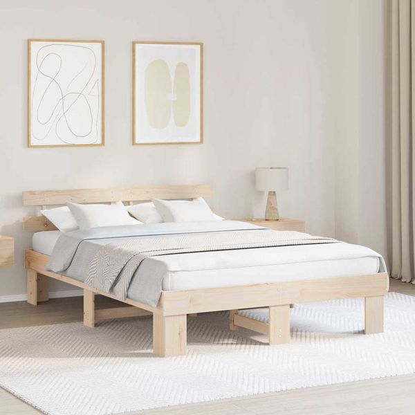 vidaXL Rám postele Prírodná 160 x 200 cm Masívne borovicové drevo
