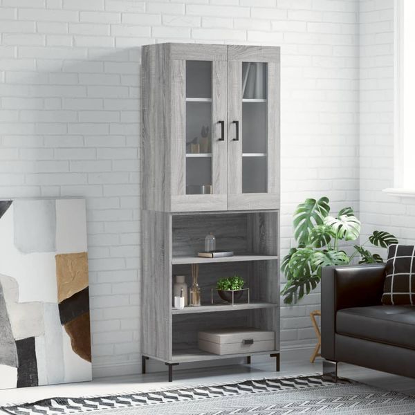 vidaXL Vysoká skrinka sivý dub sonoma 69,5x34x180 cm spracované drevo