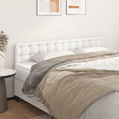 vidaXL Čelá postele 2 ks biele 90x5x78/88 cm umelá koža