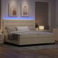 vidaXL LED box s pružinami s čelnou doskou Krémová 200 x 200 cm látka