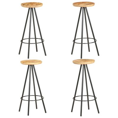 vidaXL Barové stoličky 4 ks surové mangovníkové drevo
