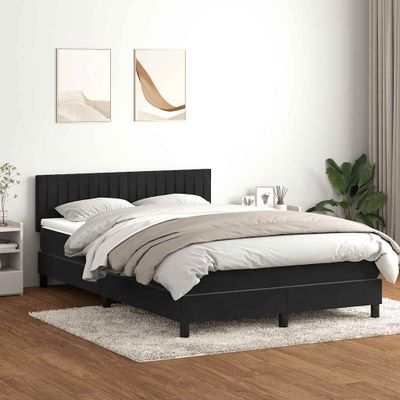 vidaXL Posteľný rám boxspring s matracom a LED čierny 160x210 cm zamat