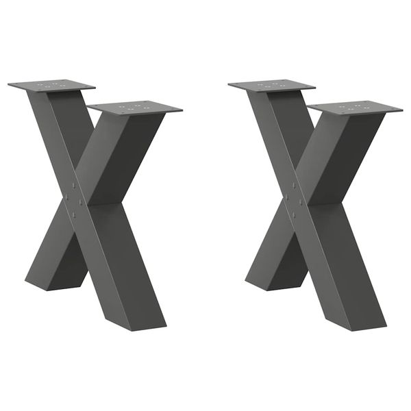 vidaXL Nohy konferenčného stolíka v tvare X, 2 ks, antracitové, 60 x (42-43) cm, oceľ