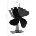 vidaXL Teplom poháňaný ventilátor na krb so 4 lopatkami čierny