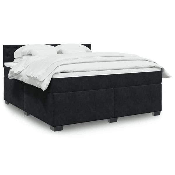 vidaXL Posteľný rám boxspring s matracom čierny 180x200 cm zamat