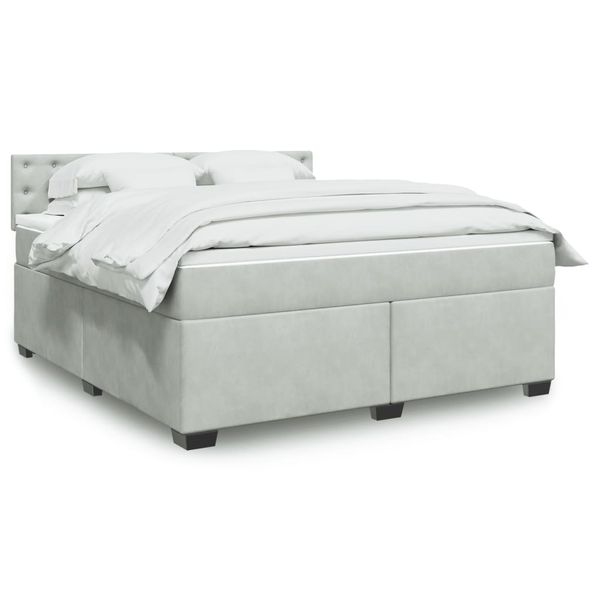 vidaXL Posteľný rám boxsping s matracom bledosivý 180x200 cm zamat