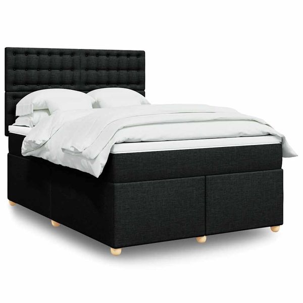 vidaXL Posteľný rám boxspring s matracom čierny 160x200 cm látka