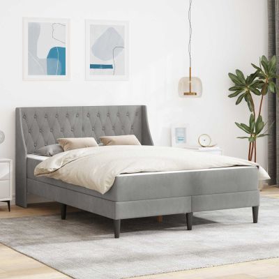 vidaXL Rám postele s matracom s matracmi Svetlosivá 140 x 190 cm Zamat