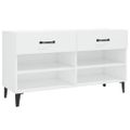 vidaXL Botník lesklý biely 102x35x55 cm spracované drevo