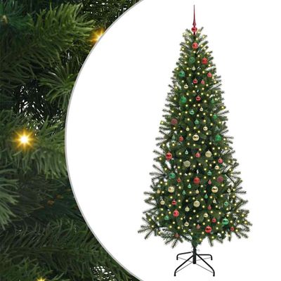 vidaXL Umelý vianočný stromček s 300 LED-i Zelená 210 cm PE a PVC