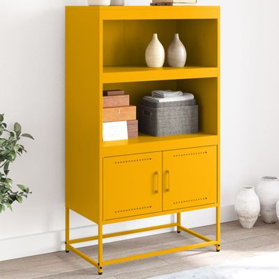 vidaXL Vysoká skrinka horčicovožltá 68,5x38,5x123,5 cm oceľ