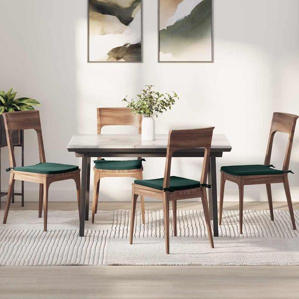 vidaXL Vankúše na sedenie 4 pcs Tmavozelená 40 x 40 x 3 cm Zamat