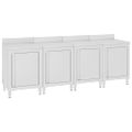 vidaXL Gastro pracovný stôl so skrinkami 240x60x96 cm nehrdzavejúca oceľ