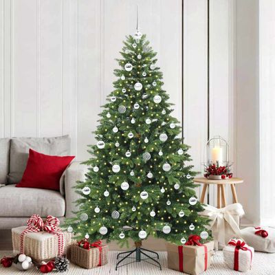 vidaXL Umelý vianočný stromček s 300 LED-i Zelená 180 cm PE a PVC