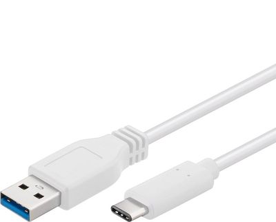 PremiumCord USB-C/male - USB 3.0 A/Male, biely, 2m