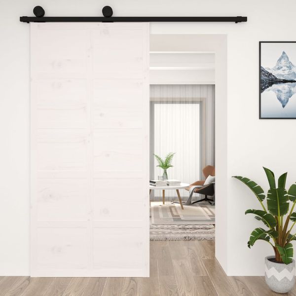 vidaXL Dvere do stodoly biele 100x1,8x214 cm masívna borovica
