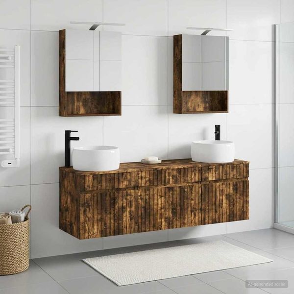 vidaXL Set kabinetov do kúpeľne 5 pcs Dymový dub 50 x 14,5 x 70 cm