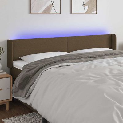 vidaXL Čelo postele s LED tmavohendé 183x16x78/88 cm látka