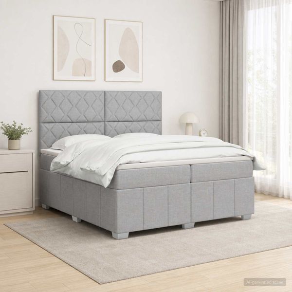 vidaXL Posteľ boxspring s matracom Svetlosivá 200 x 200 cm Látka