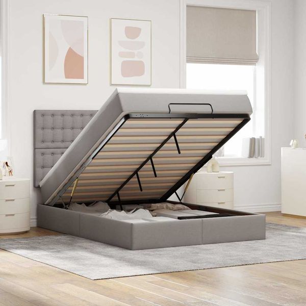 vidaXL Osmanská posteľ s matracom Taupe 140x190 cm Látka