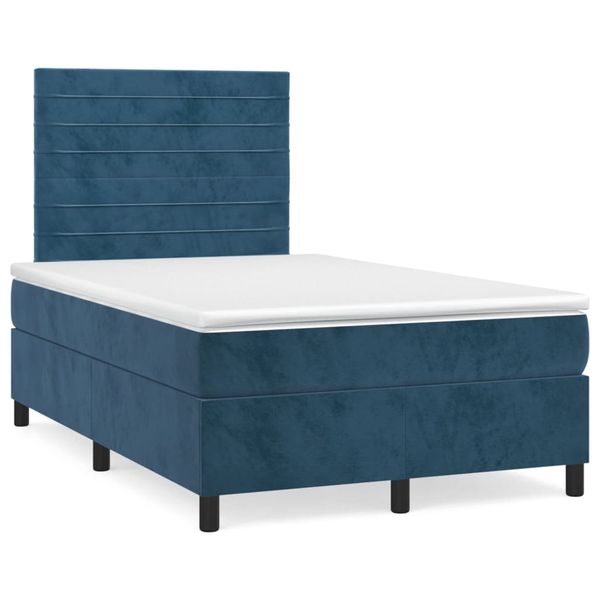 vidaXL Boxspring posteľ s matracom, tmavomodrá 120x190 cm, zamat