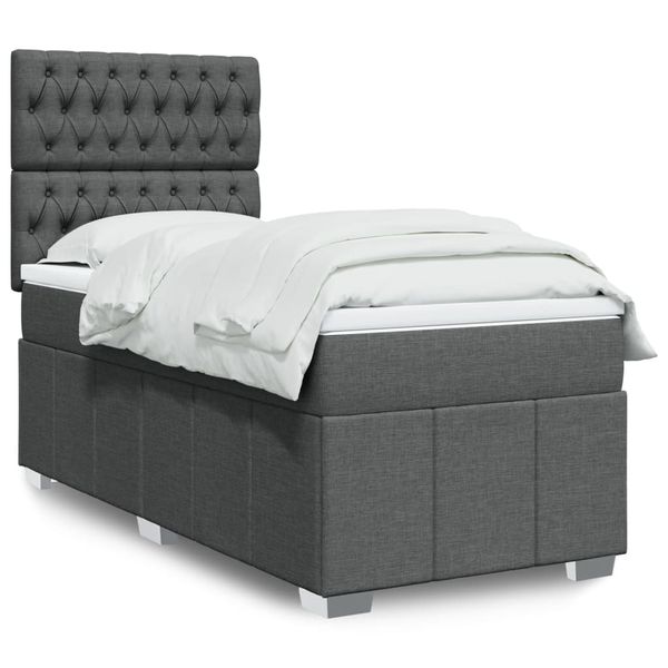 vidaXL Posteľný rám boxsping s matracom tmavosivý 80x200 cm látka