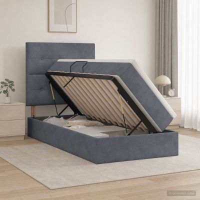 vidaXL Postel s úložným prostorem a matrací Tmavosivá 100 x 200 cm