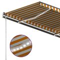 vidaXL Automatická markíza, LED a senzor vetra 4x3 m, žltá/biela
