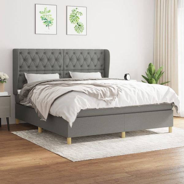vidaXL Boxspring posteľ s matracom tmavosivá 160x200 cm látka