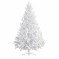 vidaXL Osvetlený umelý polovičný vianočný stromček+gule, biely 210 cm