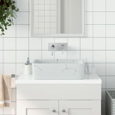 vidaXL Umývadlo na dosku biele obdĺžnikové 46x35,5x13 cm keramické